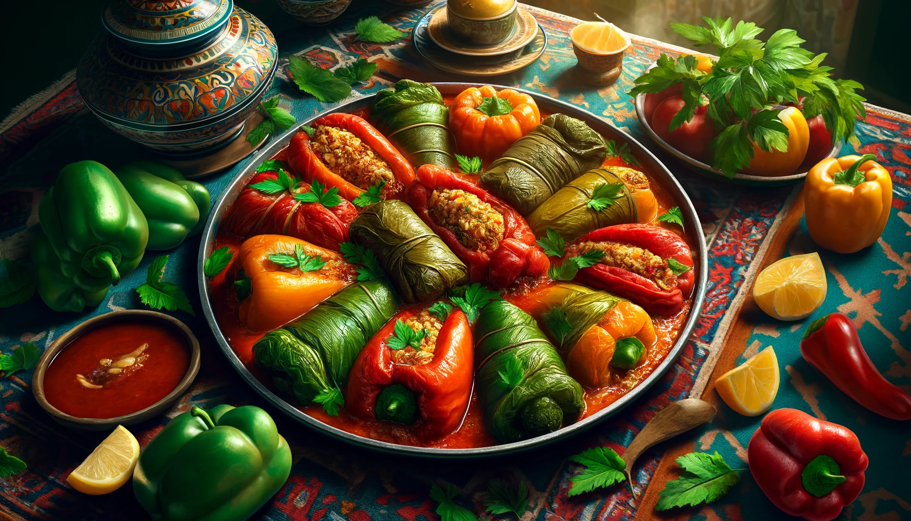 a plate of stuffed peppers