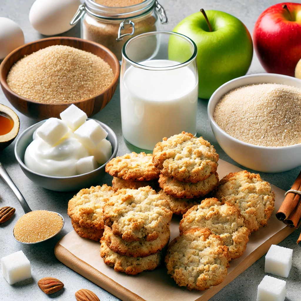 
Healthier-alternatives-for-Crumbl-sugar-cookies-showcasing-whole-wheat-flour-coconut-sugar-and-Greek-yogurt-on-a-kitchen-counter